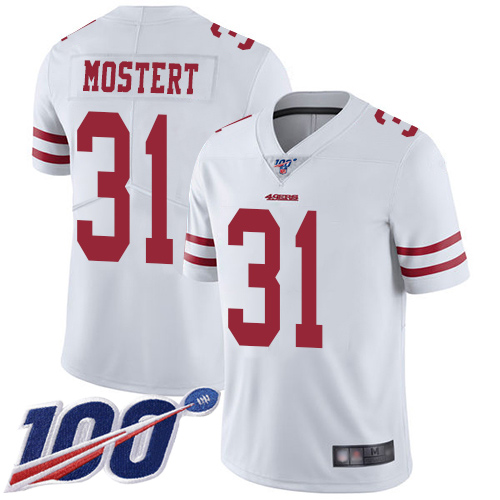San Francisco 49ers Limited White Men Raheem Mostert Road NFL Jersey 31 100th Season Vapor Untouchable